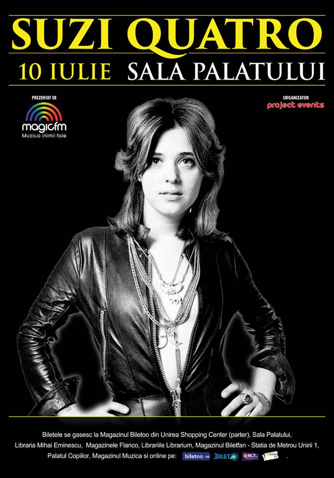 Suzi Quatro in concert la Bucuresti pe 10 iulie 2015